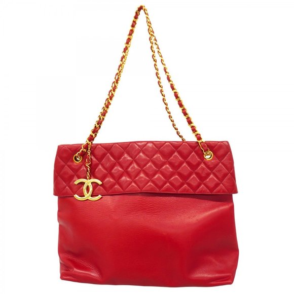 Chanel Matelasse Chain Shoulder Bag, Lambskin, Red, Women's - Picture 1 of 15